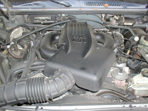 1979 Ford Bronco - Engine bay detail, showing the 4.0L SOHC intake manifold and air intake system.