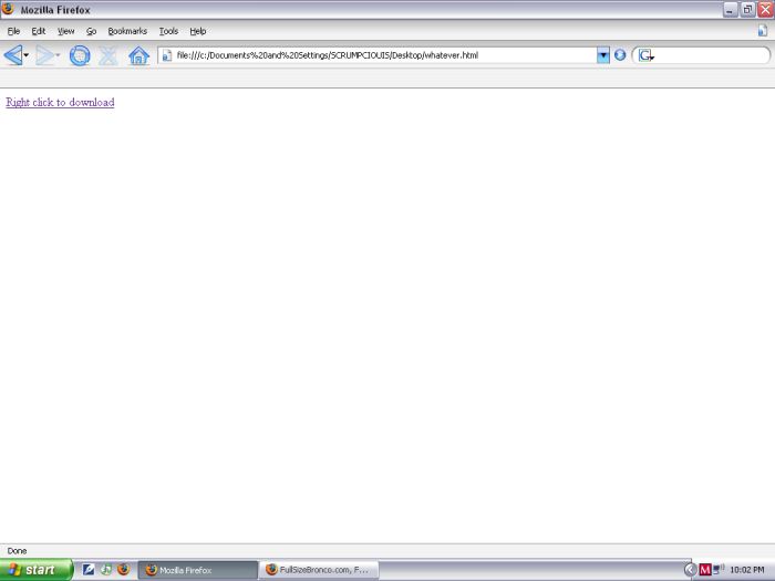 Computer screen with web browser displaying download link