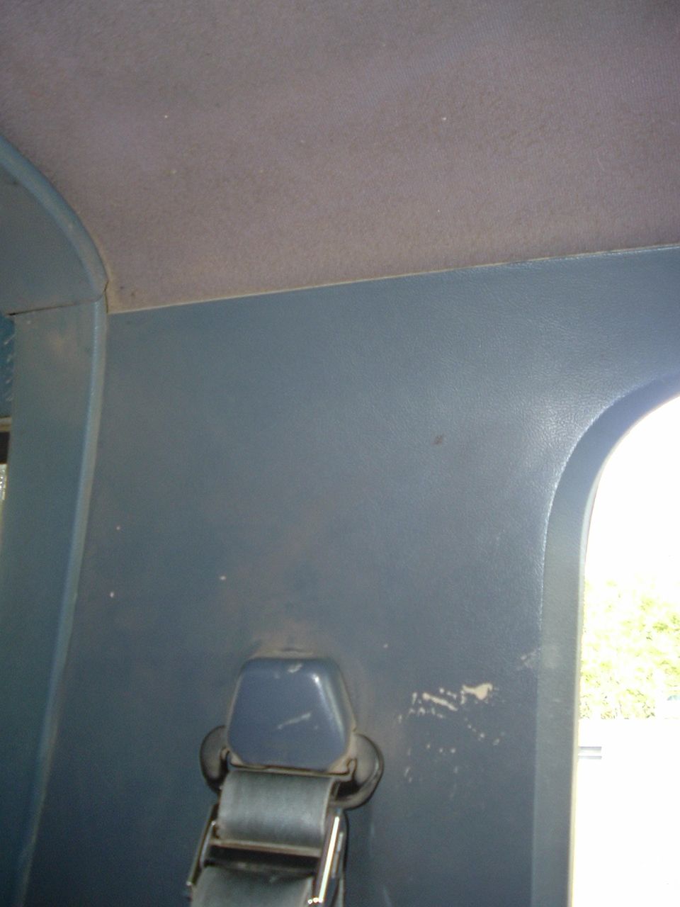 Interior paneling and seatbelt in a vehicle