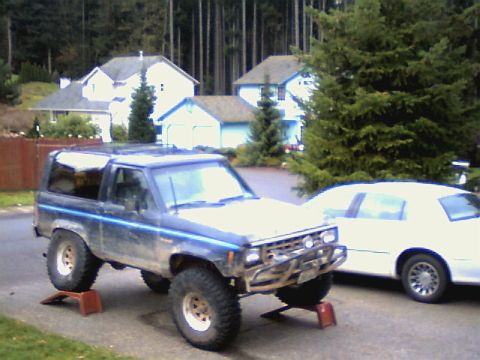 1987 Ford Bronco II - I drove it up on these ramps to get pictures underneath not to show flex!