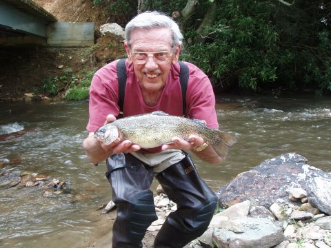 1994 Ford Bronco - Dads 15" Rainbow, his biggest so far. Only been trout fishing 2 months. HA