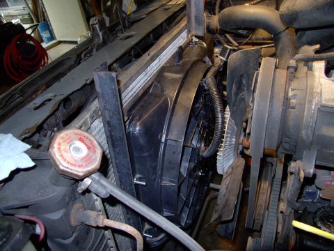1986 Ford Bronco - A quick trial fit before shortening the angle iron to fit and weld the strap steel tabs that will hold it to the upper rad support( via 2 s…