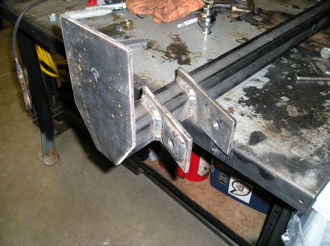 1993 Ford Bronco - start of the radias arm mounts on thew crossmember. still need boxing and gussets.