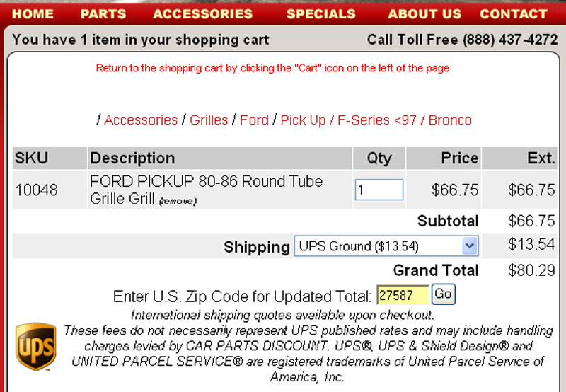 Ford Pickup 80-86 Round Tube Grille Grill part listing on a website