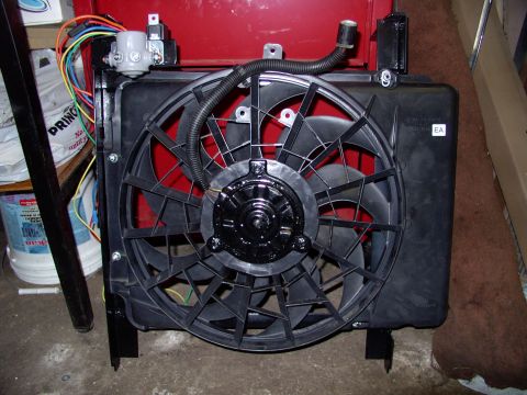 1986 Ford Bronco - Here you can see the painted, completed frame. The fan is mounted on studs (4) as are the Cole-Hersee 85 amp contiuous duty solenoid and th…