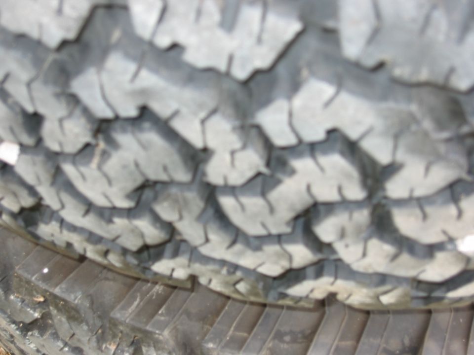 Close-up of a knobby tire tread