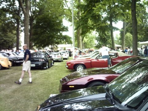 1995 Ford Probe - A black 1995 Ford Probe is among several vehicles parked on a grassy field under trees.
