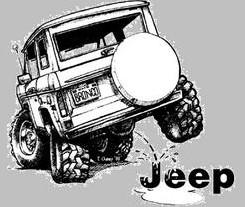 1986 Ford Bronco - This drawing shows the rear of a classic Ford Bronco, likely from the early 1980s.