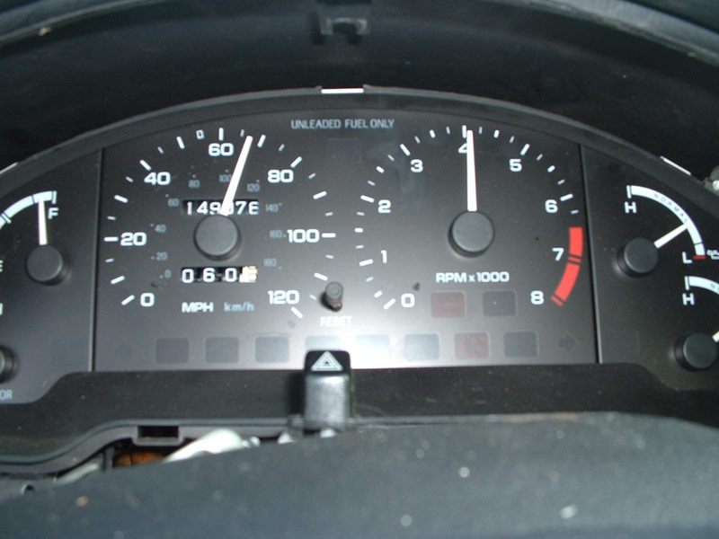 Dashboard gauges with odometer reading 149,076 miles