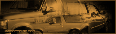 1995 Ford Bronco - A tan 1992 Ford Bronco is shown from the side with a superimposed image and website text.