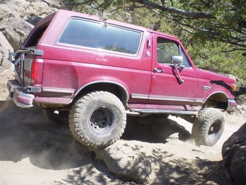 1991 Ford Bronco - This 1991 Ford Bronco is navigating a rocky off-road course.