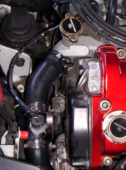 1993 Ford Probe - my solution to a missing temp sensor...lol....its now welded in instead of JB-Welded, though I didn't do a very good job of that either (gi…