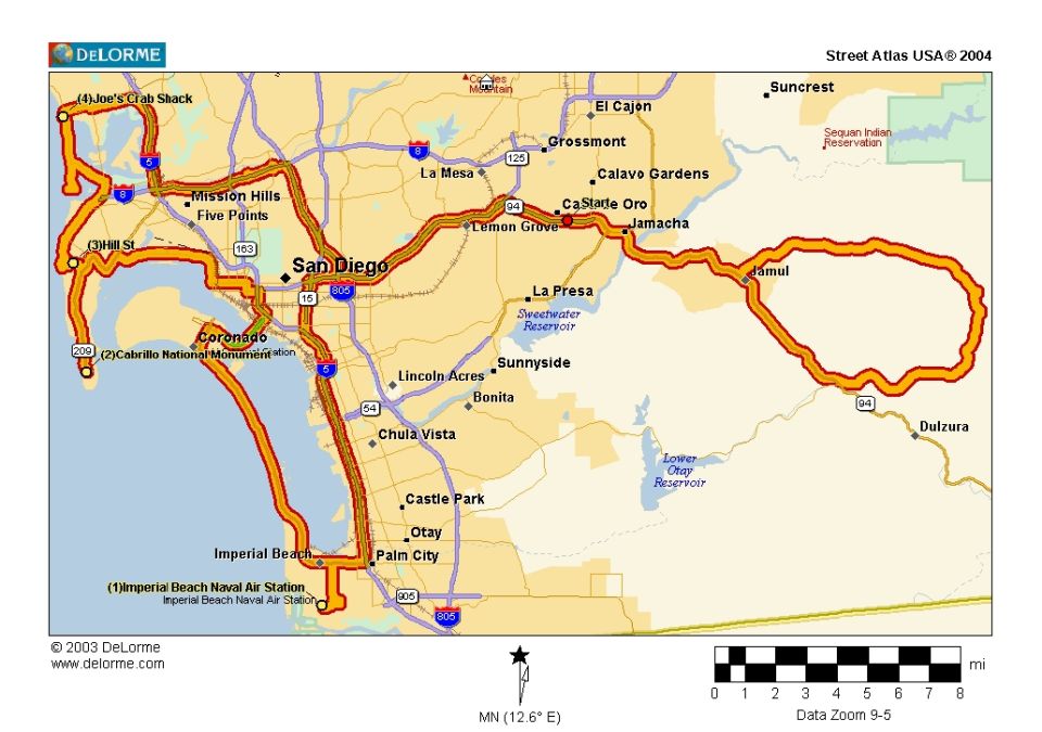 DeLorme Street Atlas road map of the San Diego area