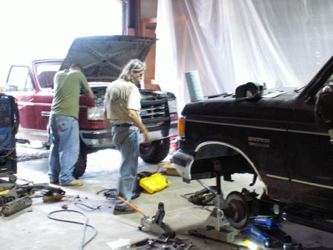 1988 Ford Bronco - Ashley stopped by to check out the progress and took the opportunity to install his G-3 alternator.