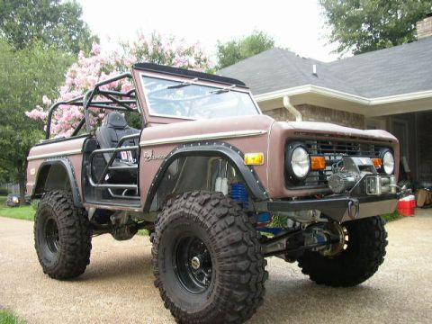 1995 Ford Bronco - This modified Ford Bronco features a roll cage and oversized tires, suggesting off-road use.