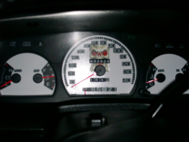 Dashboard gauges with skull graphic and odometer reading 092624