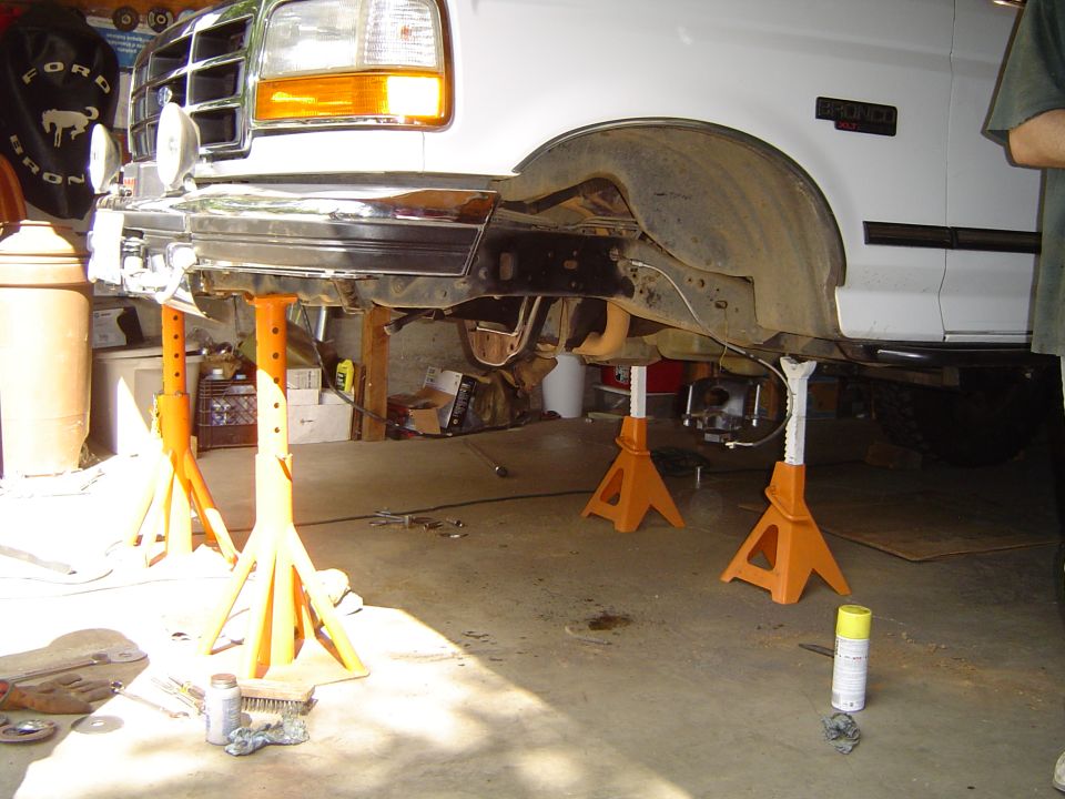 Chev calipers installed, and ready for new axle