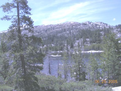 1994 Ford Bronco - A scenic view of a lake and a mountain range covered in snow, with pine trees dominating the foreground.