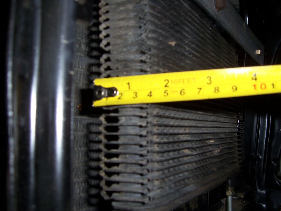 Tape measure across radiator fins