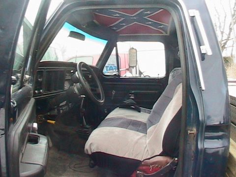 1977 Ford F-250 - Interior view of a 1977 Ford F-250 pickup truck, a custom headliner.