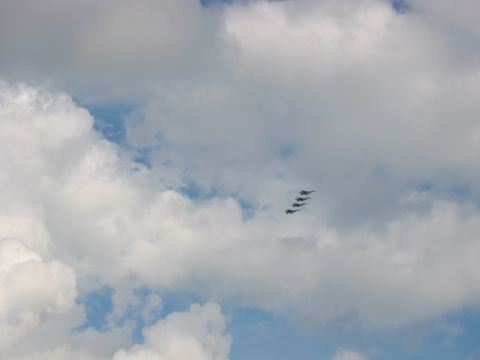 1989 Ford Bronco - 4 F-15's flew over, doing some crazy loop de loop before the landed one behind another. It was sweet.