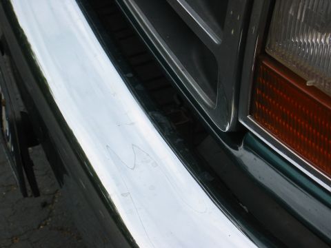 1996 Ford Bronco - Close-up view of the front grille and chrome bumper on a 1996 Ford Bronco.