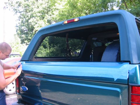 1996 Ford Bronco - in WI, it's like 80 outside, but i deem it too hot to wear a shirt- thin skinned southern boy i am