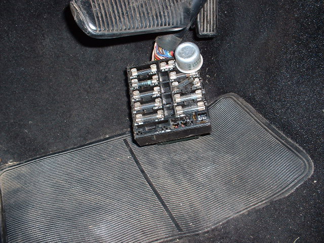 Fuse box and pedals in a 1978 Ford Mustang II