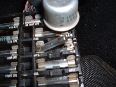 1978 Ford Mustang II - A blown fuse is visible in this automotive fuse box, indicating an electrical issue.