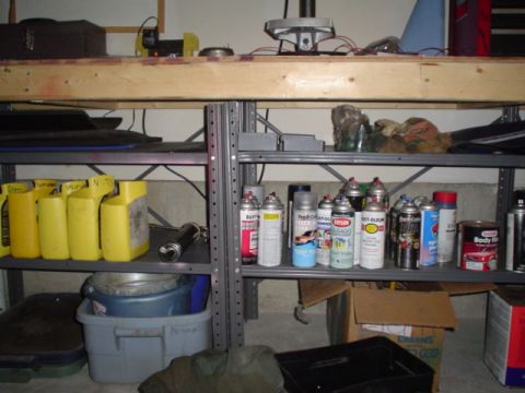 1981 Ford Bronco - steel shelves cut off and thats where I keep my nuts and bolts and my spray paint