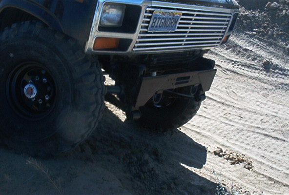 1986 Ford Bronco front grille and bumper, Nevada license plate reads BIGRNORM