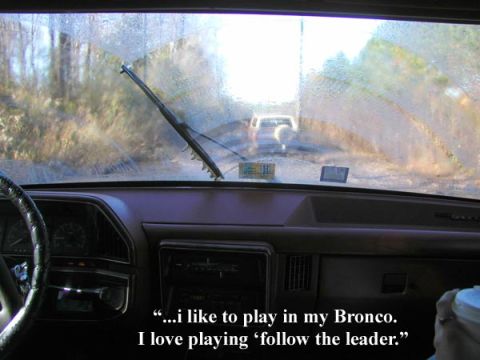 1988 Ford Bronco - Driving my 1988 Ford Bronco on a dirt road, following another vehicle.
