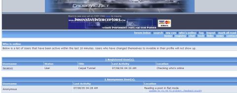 2000 Ford Crown Victoria - This image displays a screenshot of the CrownVic.net website's forum activity log.