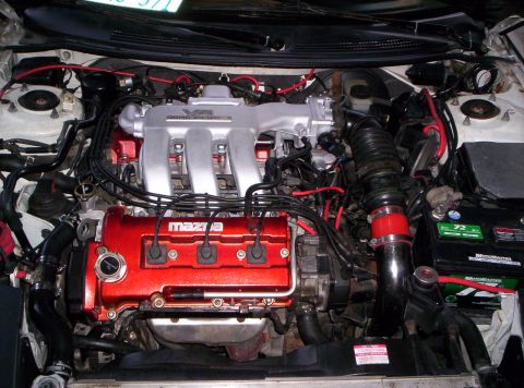 1993 Ford Probe - Cleaned up the engine, gave the Intake manifold a shot of aluminum silver to make it look brand new again and gave the rear valve cover a s…