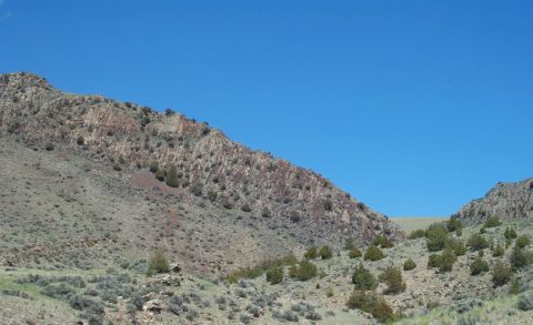 1996 Ford Bronco - A vast, arid landscape unfolds under a brilliant blue sky, with mountains and scattered desert flora.