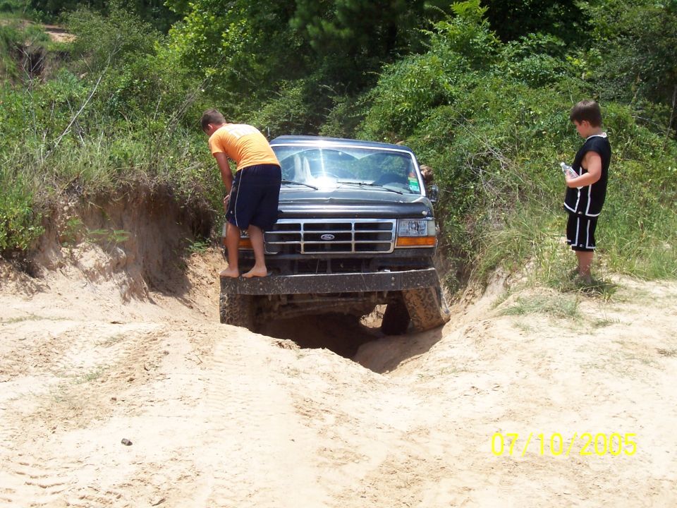 Black 1992 Ford Bronco front view off-road