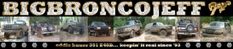 1993 Ford Bronco - Multiple views of a 1993 Ford Bronco navigating challenging off-road terrain.