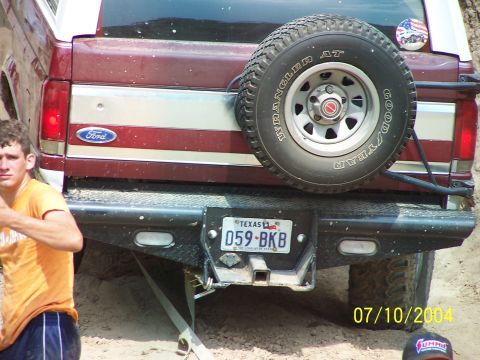 1987 Ford Bronco - This 1987 Ford Bronco is seen from the rear, a spare tire and a Texas license plate.