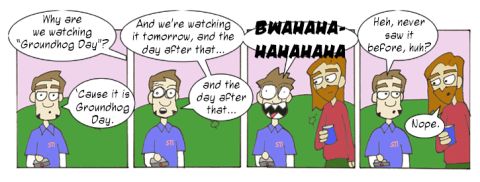 1984 Chevrolet El Camino - This web comic depicts a conversation between two men, with dialogue bubbles above their heads.