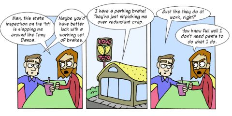 1984 Chevrolet El Camino - Web comic cartoon characters in conversation about a house.