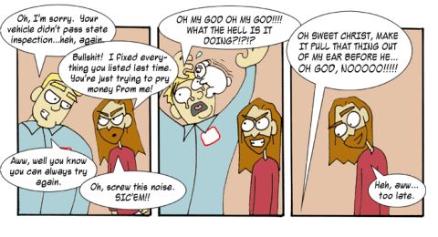 1984 Chevrolet El Camino - This web comic depicts a conversation between three characters across three panels.