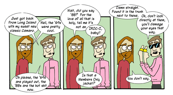 Three panel web comic with speech bubbles