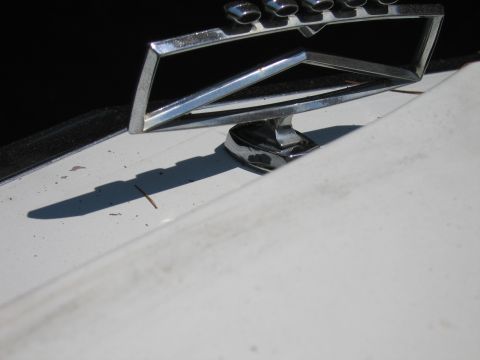 1991 Ford LTD Crown Victoria - Close-up of a chrome hood ornament, likely from an older vehicle.