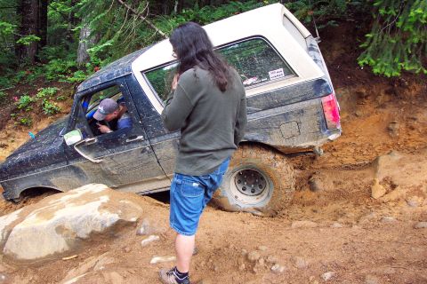 1996 Ford Bronco - Mini-Rubicon, Mike Tim guiding Mike down Mini-Rubicon (7/9/2005)
