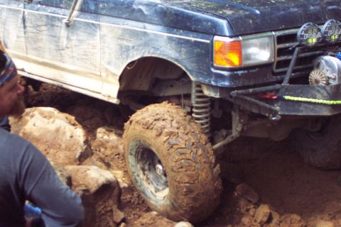 1996 Ford Bronco - Mini-Rubicon, Mike Mike trying to go up Mini-Rubicon (7/9/2005)
