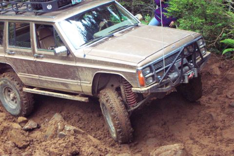 1996 Ford Bronco - Mini-Rubicon, Kevin Kevin trying to go up Mini-Rubicon (7/9/2005)
