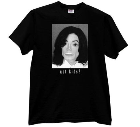 1968 Ford Mustang - This black t-shirt features a portrait of Michael Jackson with the text "got kids?" below it.