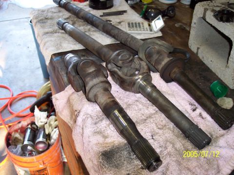 1985 Ford Bronco - front axles before clean up and new u joint installation.