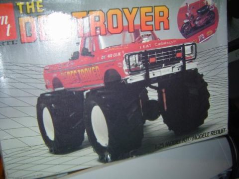 1979 Ford Bronco - Box art for a 1979 Ford F-Series based monster truck model kit, labeled 'The Destroyer'.