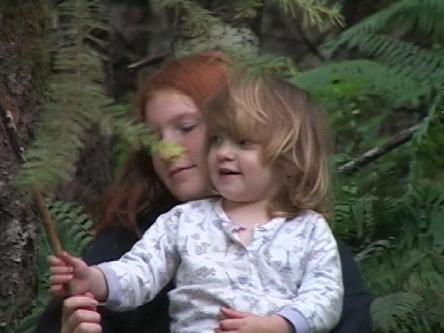 Keeping entertained while the group plays on Mini-Rubicon.
The little one is Monica and the redhead is Michayla.
(7/9/2005)